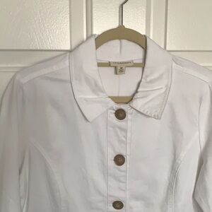 Appleseed’s White Long sleeve Cotton Jacket with Lower Front  Pockets.